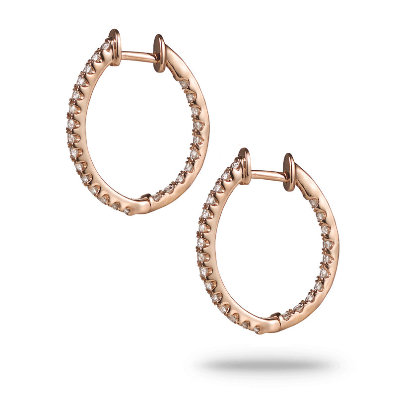 Inside Outside Diamond Set Huggie Earrings in Rose Gold