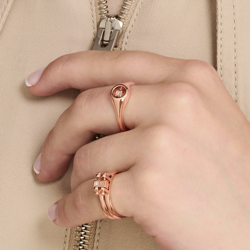 Initial Cube Abacus Ring in Rose Gold