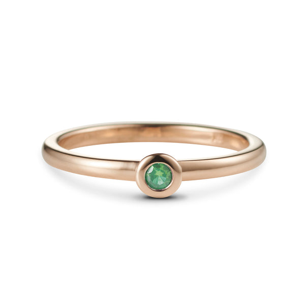 Cupped Coloured Gemstone Stack Ring in Rose Gold