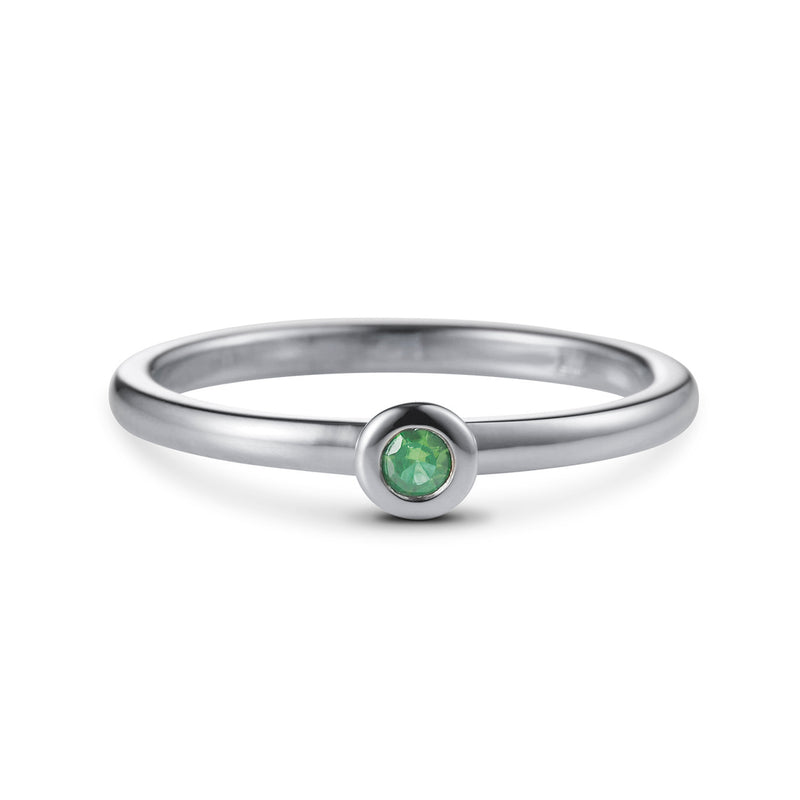 Cupped Coloured Gemstone Stack Ring in White Gold