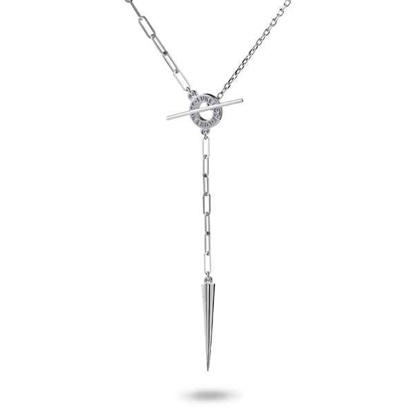 Asymmetrical Spiked Lariat Necklace in Sterling Silver