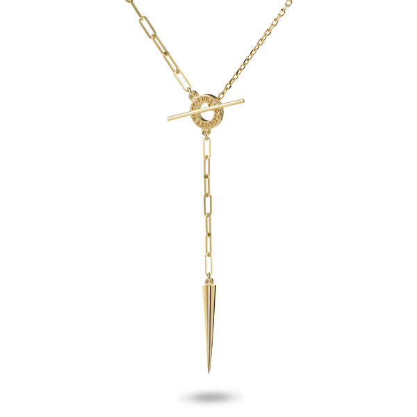 "RTS" 46cm Asymmetrical Spiked Lariat Necklace in Yellow Gold