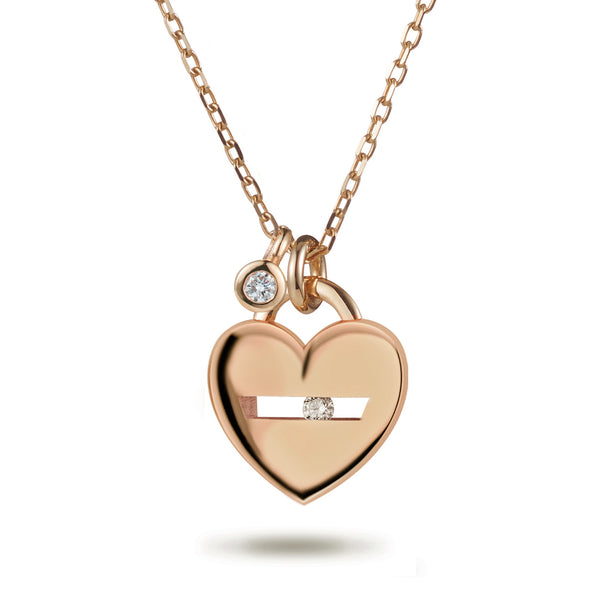 The "I Love You" Sliding Diamond Necklace with Baby Diamond Drop in Rose Gold