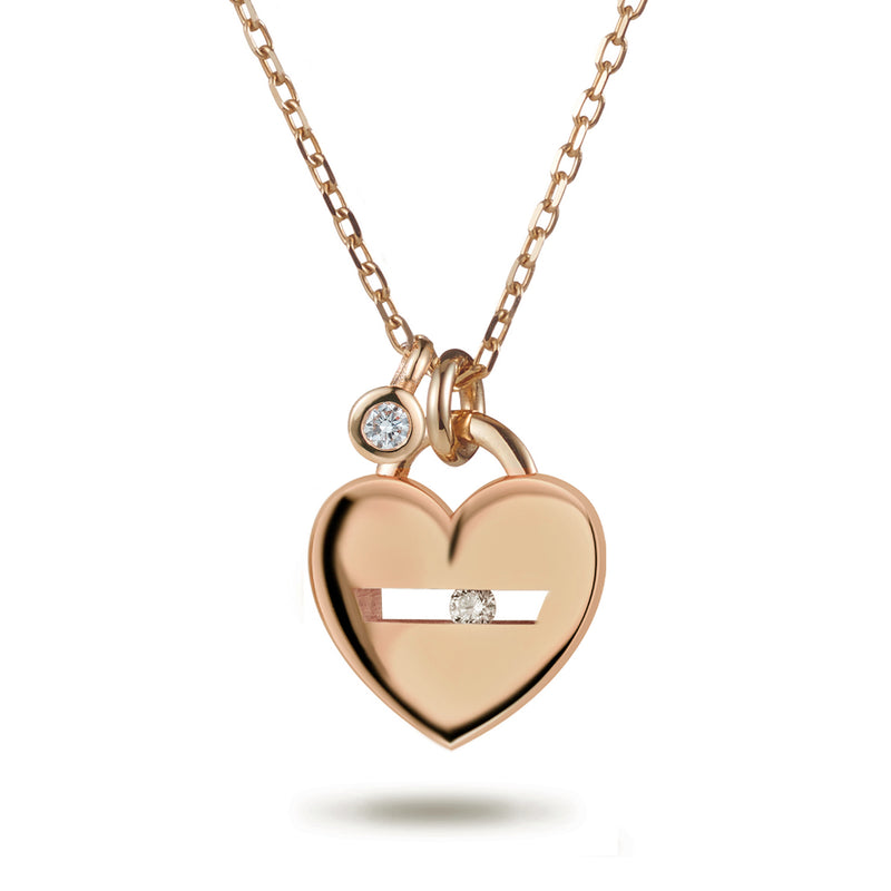 The "I Love You" Sliding Diamond Necklace with Baby Diamond Drop in Rose Gold