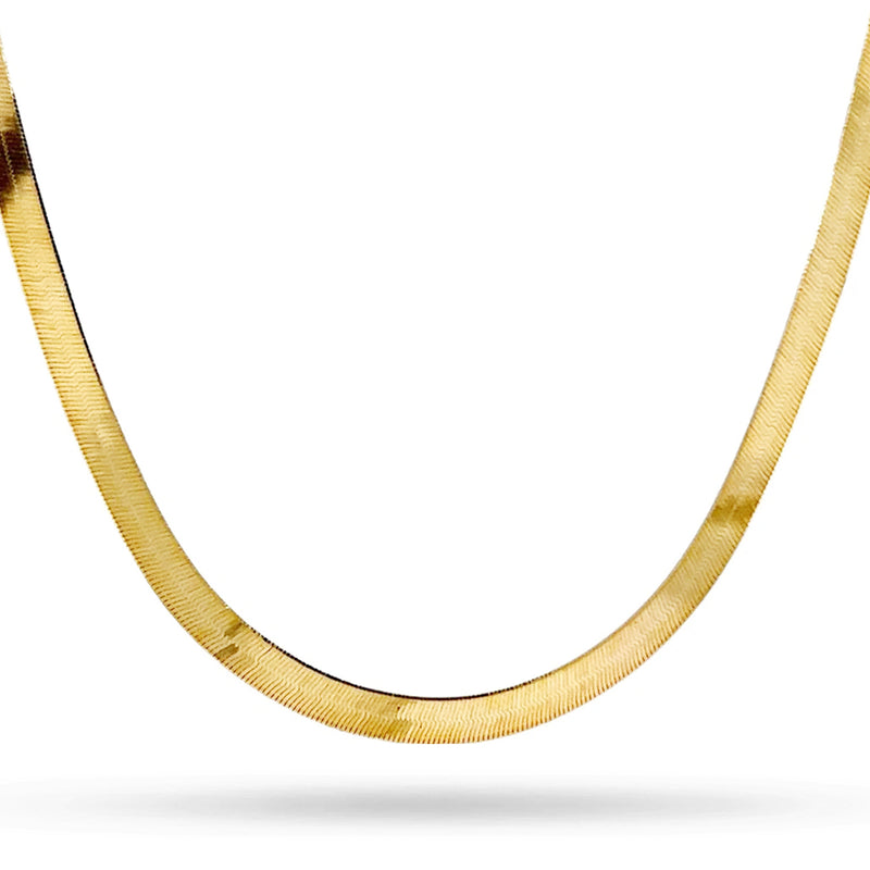 Herringbone Necklace in Yellow Gold 18" 46cm