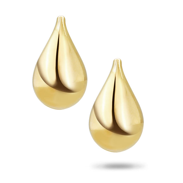 Large Teardrop Stud Earrings in Yellow Gold