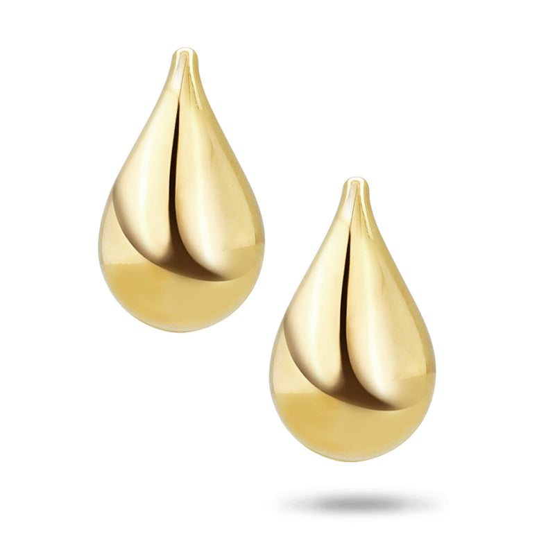 Large Teardrop Stud Earrings in Yellow Gold