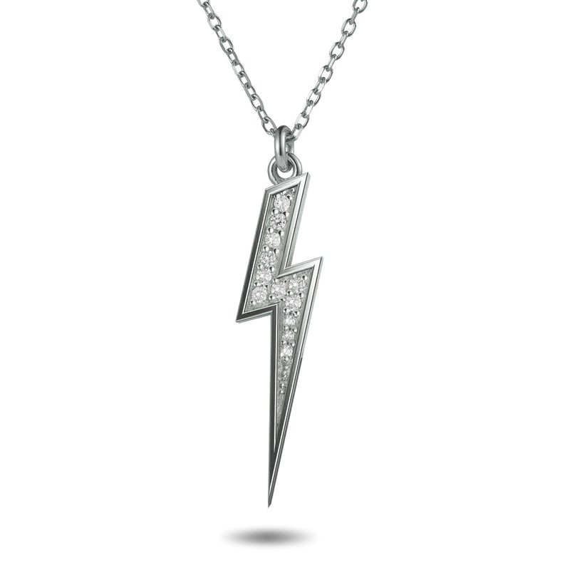 Diamond Lightning Bolt Necklace in Platinum