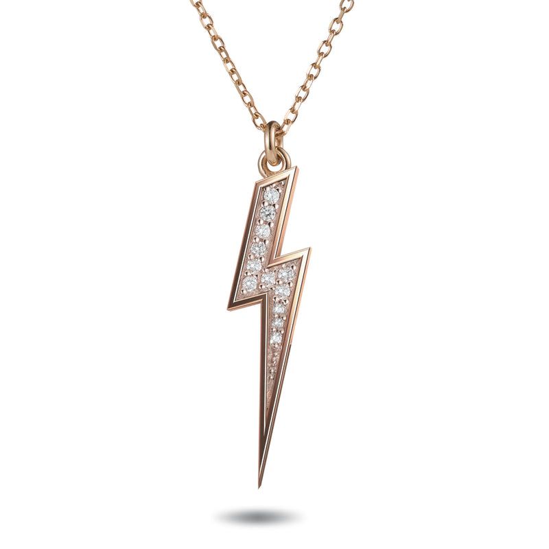 Diamond Lightning Bolt Necklace in Rose Gold