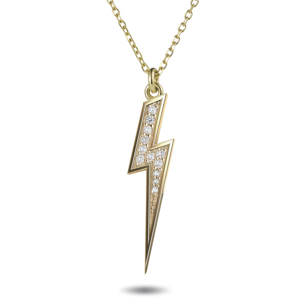 Diamond Lightning Bolt Necklace in Yellow Gold
