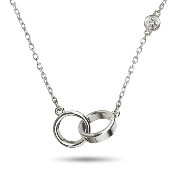 The Diamond "Just The Two Of Us" Linked Halo Necklace in Platinum