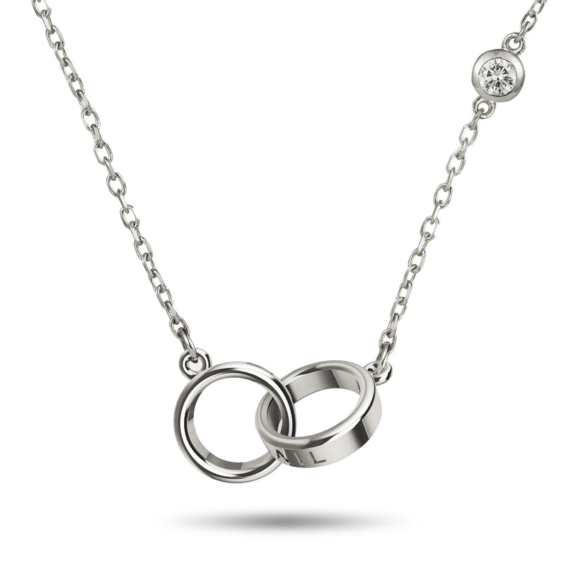 The Diamond "Just The Two Of Us" Linked Halo Necklace in Platinum