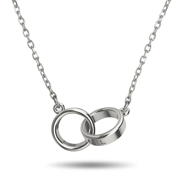 "Just The Two Of Us" Linked Halo Necklace in White Gold
