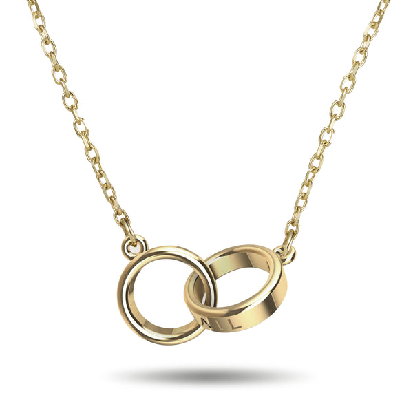 "Just The Two Of Us" Linked Halo Necklace in Yellow Gold