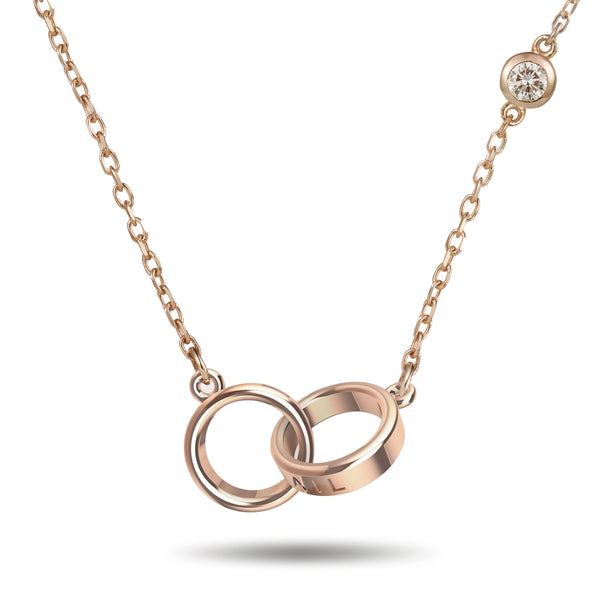 The Diamond "Just The Two Of Us" Linked Halo Necklace in Rose Gold