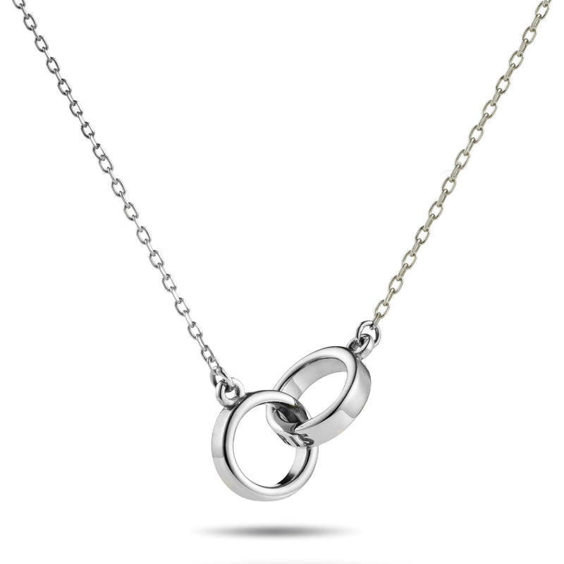 The Mini "Just The Two Of Us" Linked Halo Necklace in Platinum