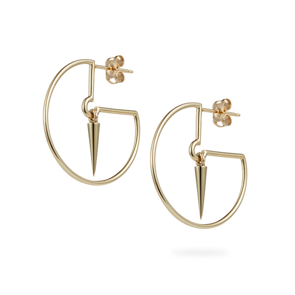 "RTS" Spiked Hoops Earrings in Yellow Gold