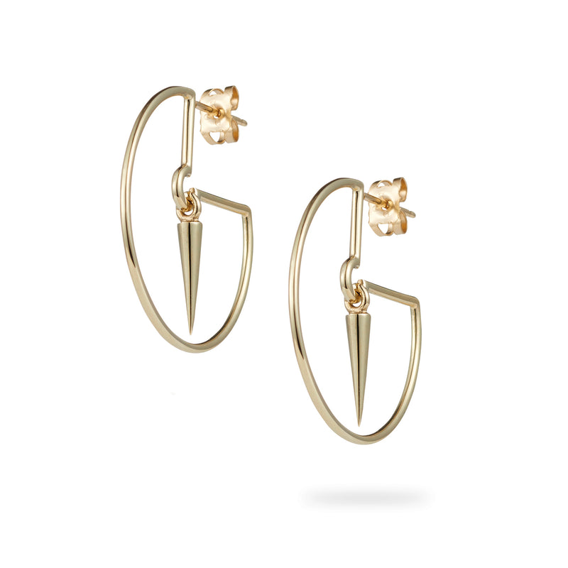 "RTS" Spiked Hoops Earrings in Yellow Gold