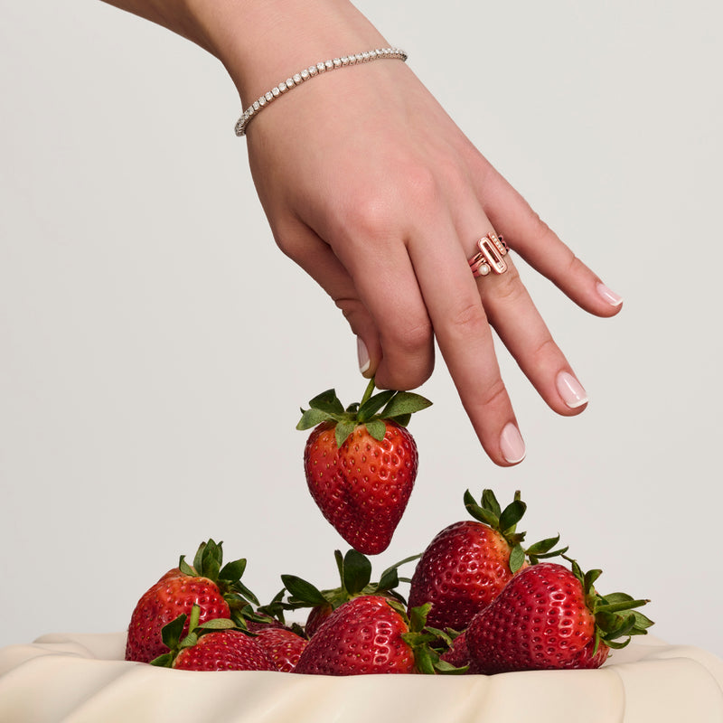 Sliding Diamond Stack Ring in Rose Gold