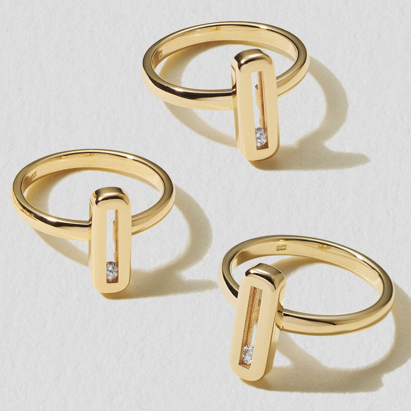 Diamond Slide Rings Unique Diamond Stack Ring Solid Yellow Gold | Luke Rose Sliding ...