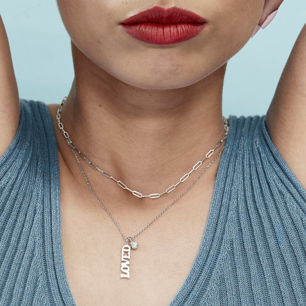 Paperclip Chain Necklace in Solid Platinum