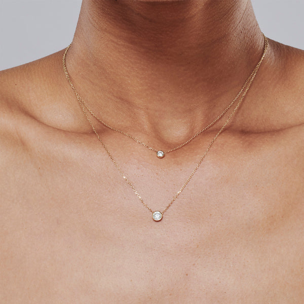 Lab Grown Diamond Solitaire Necklace in Yellow Gold