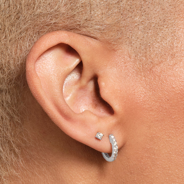 0.30ct Italian Made Diamond Set Huggie Earrings in White Gold