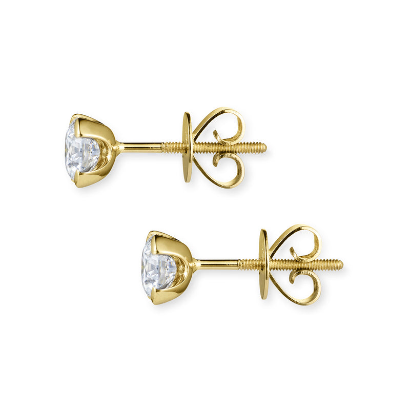 Lab Grown 1ct Diamond Stud Earrings in 18ct Yellow Gold