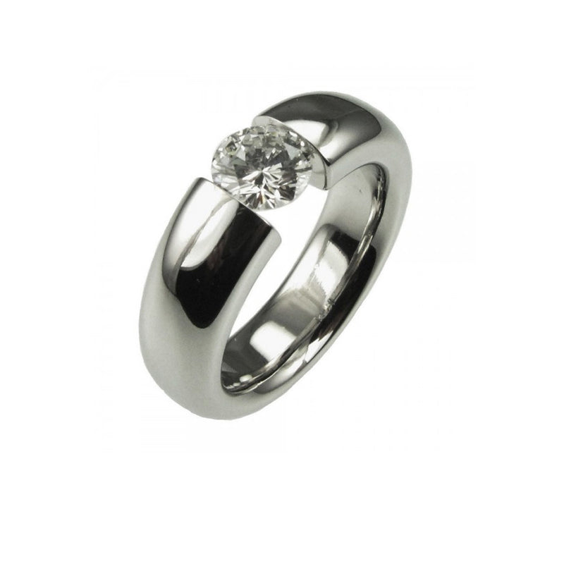 Bespoke Platinum Tension Set Engagement Ring.