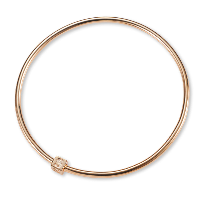 1 Cube BOLD Initial Bangle in Rose Gold
