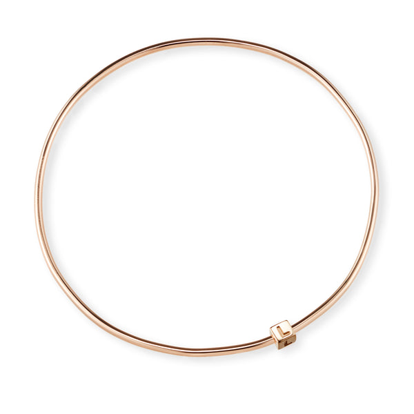 1 Cube Initial Bangle in Rose Gold