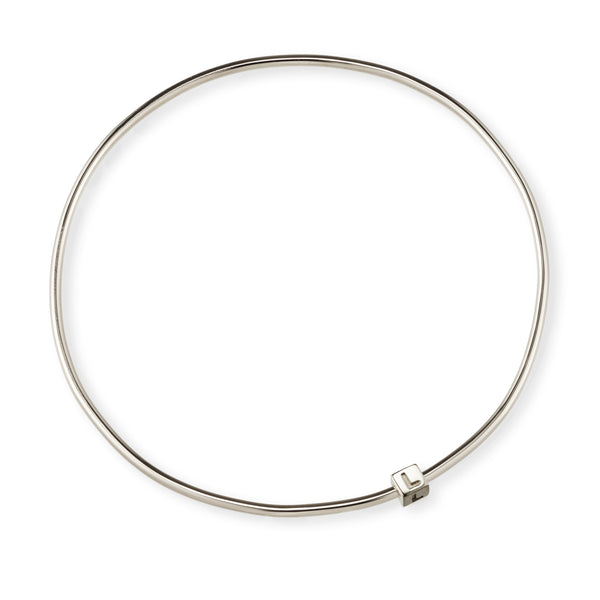 1 Cube Initial Bangle in Sterling Silver