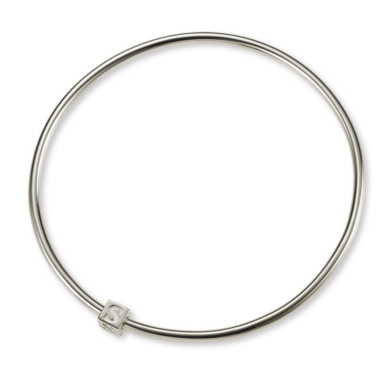 1 Cube BOLD Initial Bangle in Sterling Silver