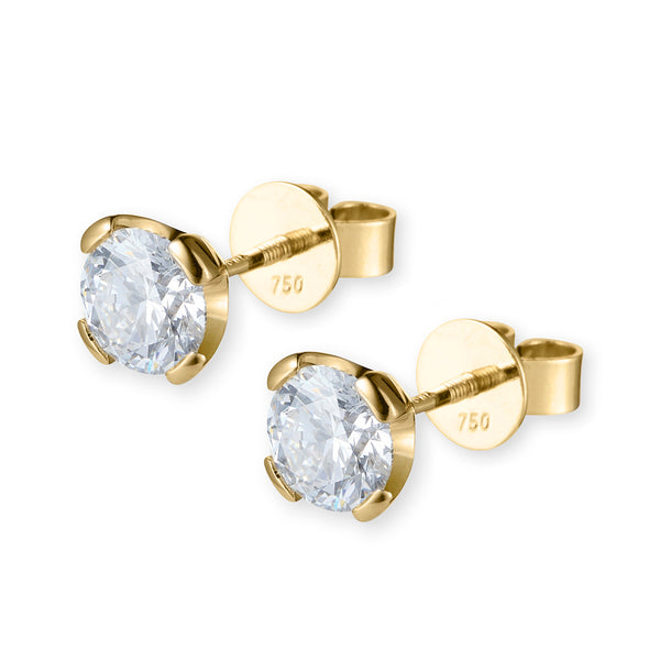 Lab Grown 2ct Diamond Stud Earrings in 18ct Yellow Gold