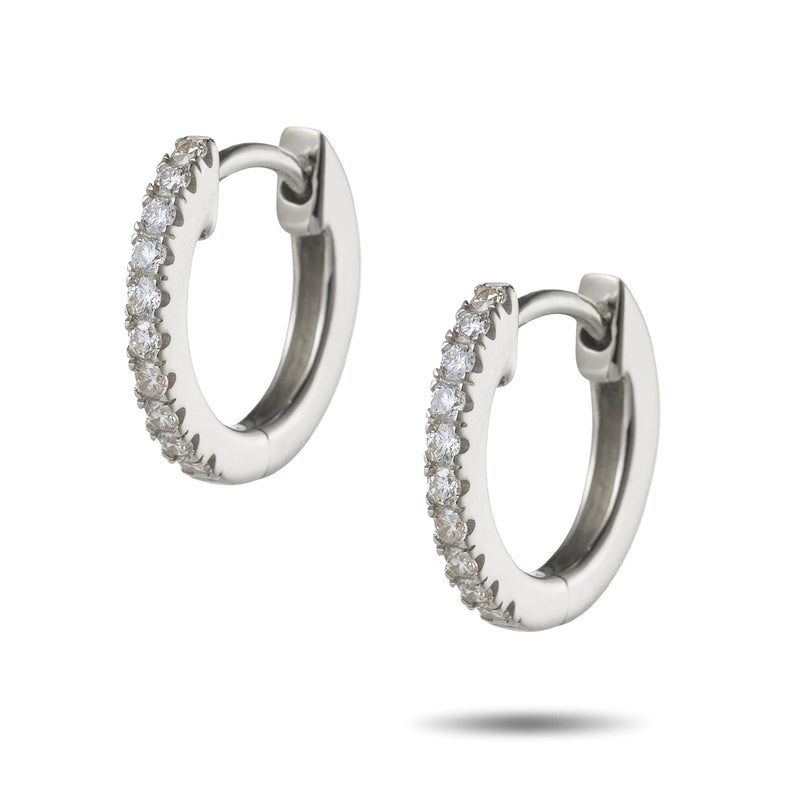 0.20ct Italian Made Diamond Set Huggie Earrings in White Gold