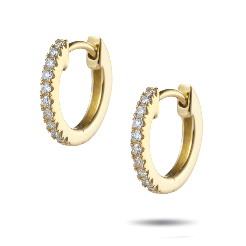 0.20ct Italian Made Diamond Set Huggie Earrings in Yellow Gold