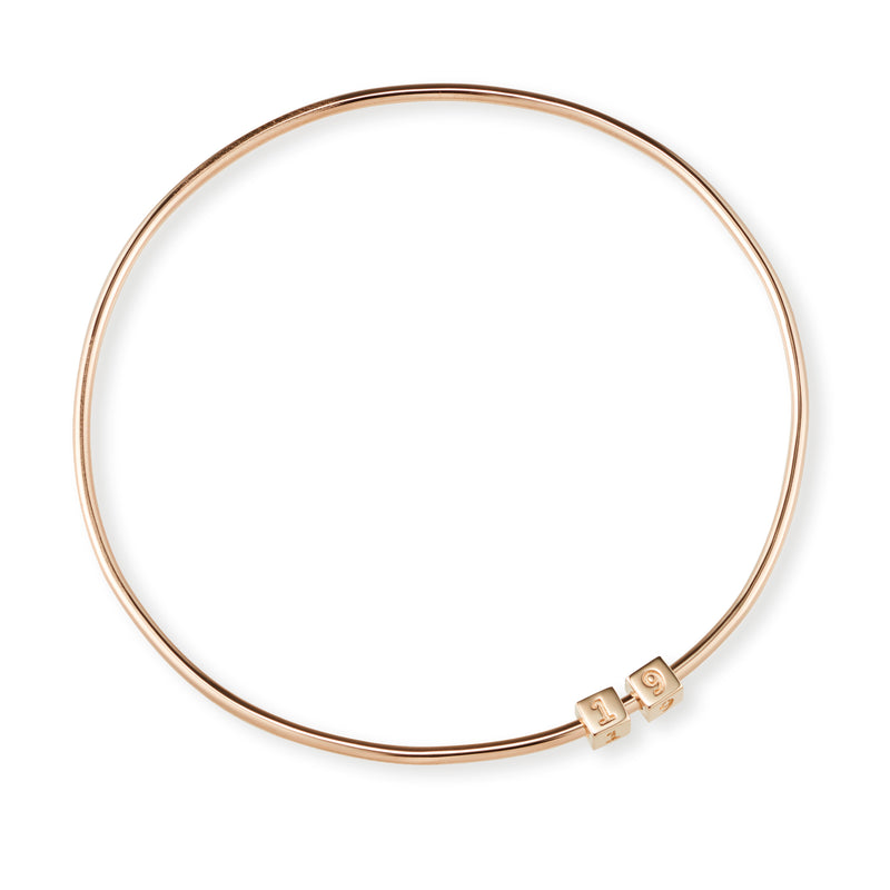 2 Cube Initial Bangle in Rose Gold