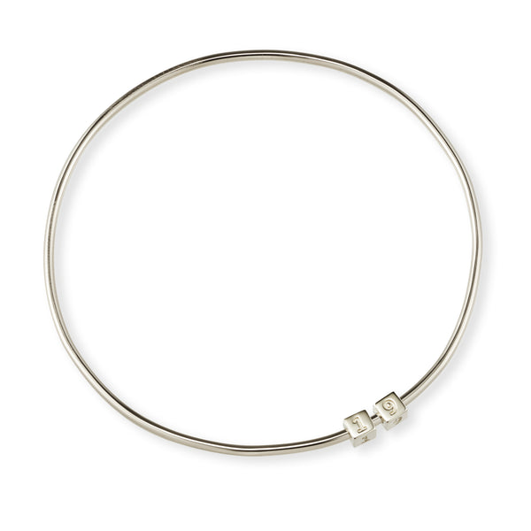 2 Cube Initial Bangle in Sterling Silver