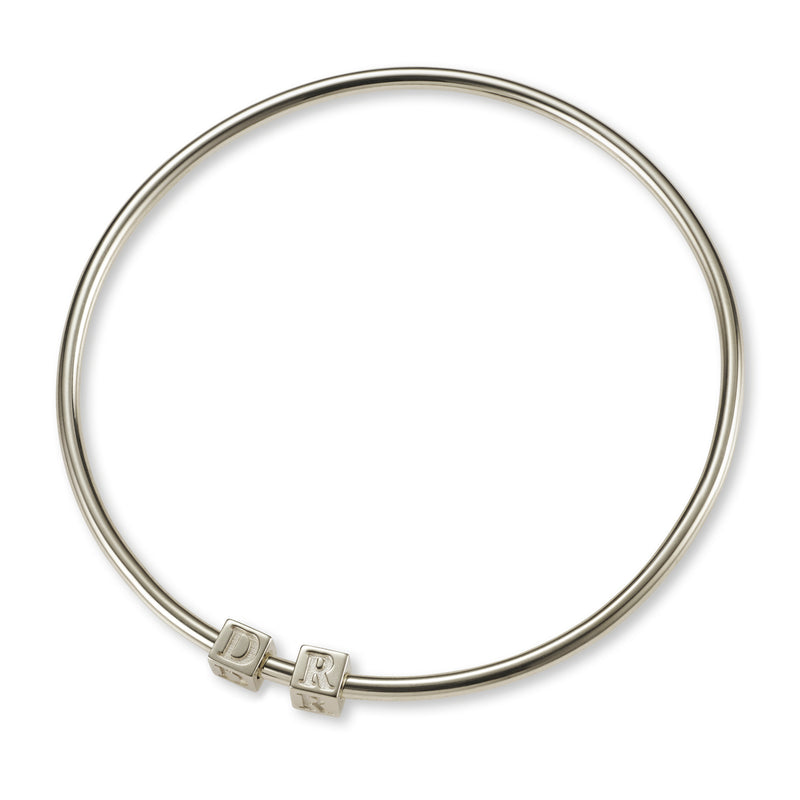 2 Cube BOLD Initial Bangle in Sterling Silver