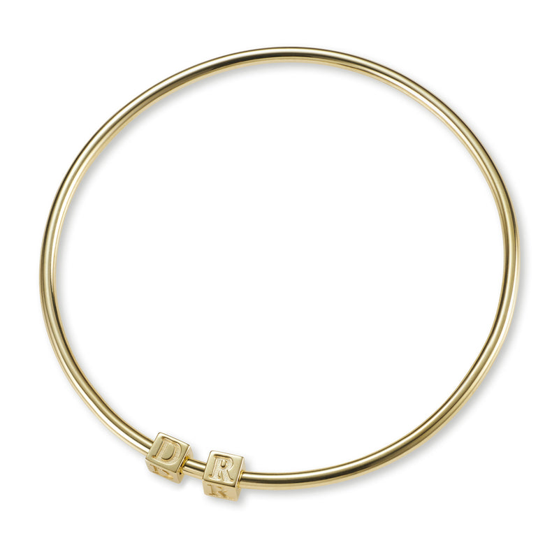 2 Cube BOLD Initial Bangle in Yellow Gold