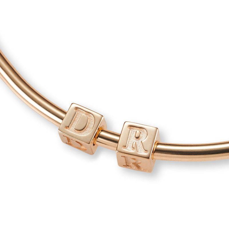 2 Cube BOLD Initial Bangle in Rose Gold