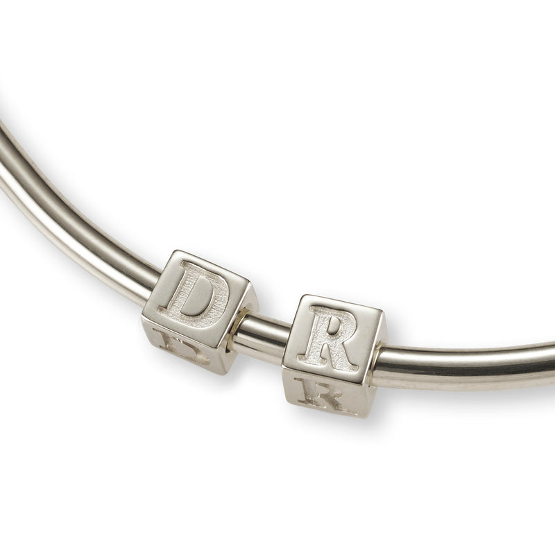 2 Cube BOLD Initial Bangle in Sterling Silver