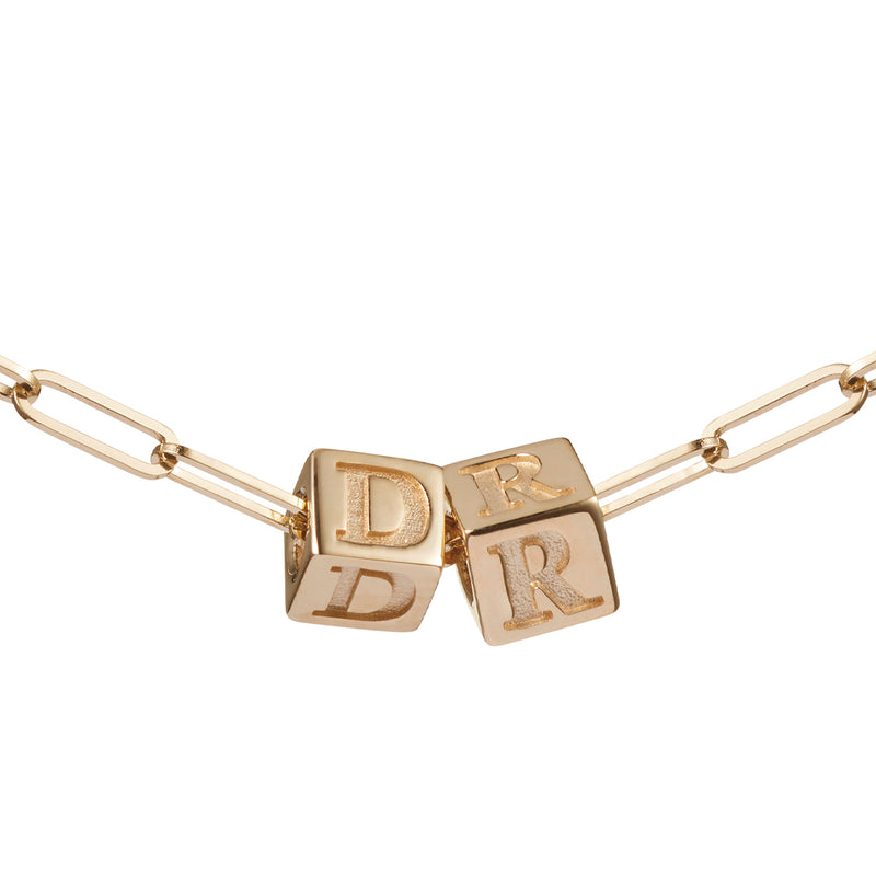 2 Cube BOLD Initial Necklace in Rose Gold