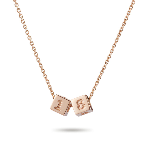 2 Cube Initial Necklace in Rose Gold