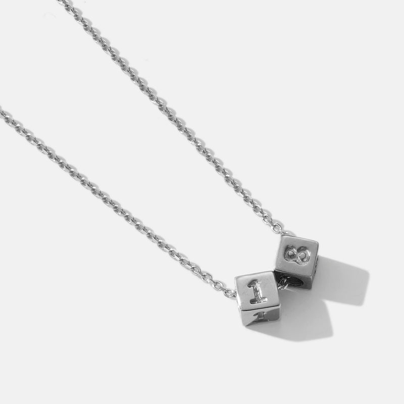 2 Cube Initial Necklace in Platinum