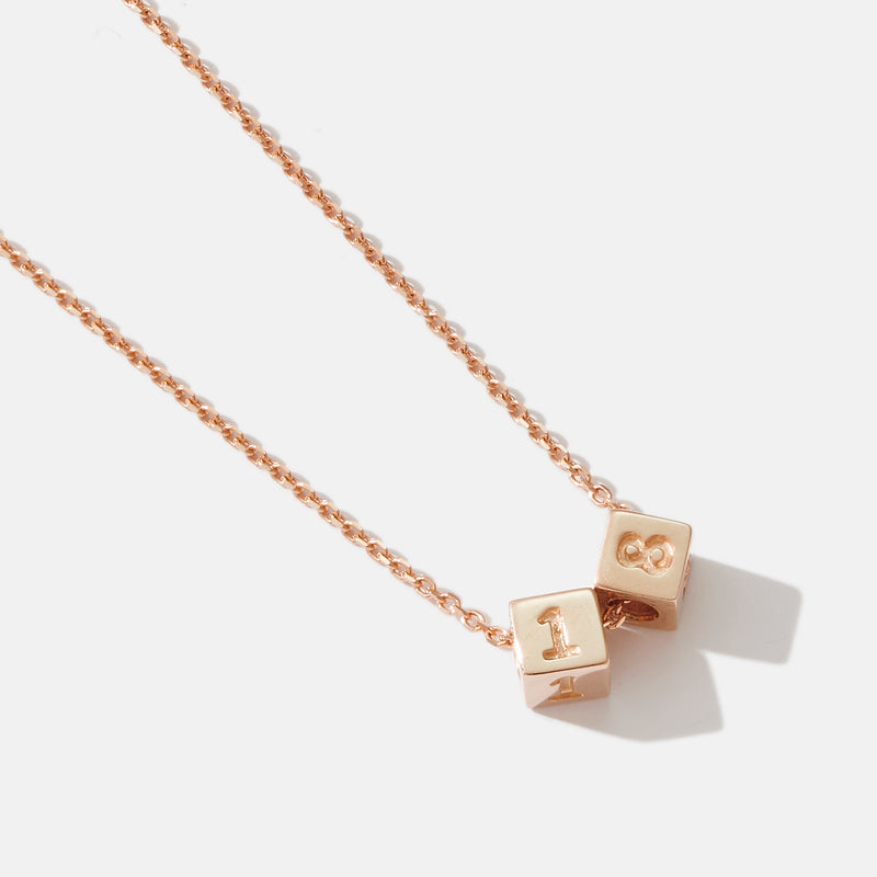 2 Cube Initial Necklace in Rose Gold