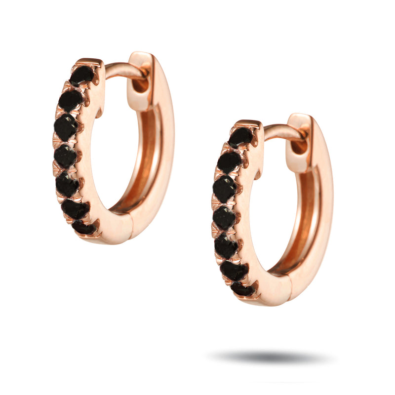 Copy of 0.30ct Italian Made Black Diamond Huggie Earrings in Rose Gold