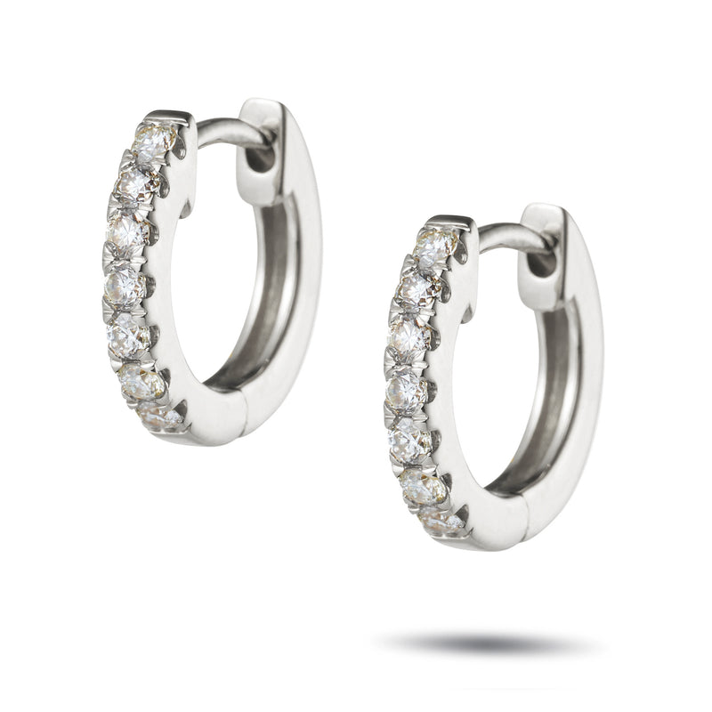 0.30ct Italian Made Diamond Set Huggie Earrings in White Gold