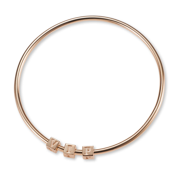3 Cube BOLD Initial Bangle in Rose Gold