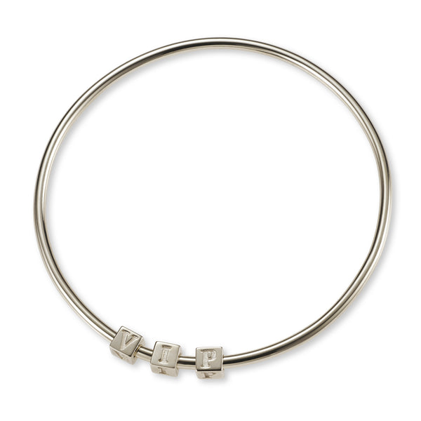 3 Cube BOLD Initial Bangle in Sterling Silver
